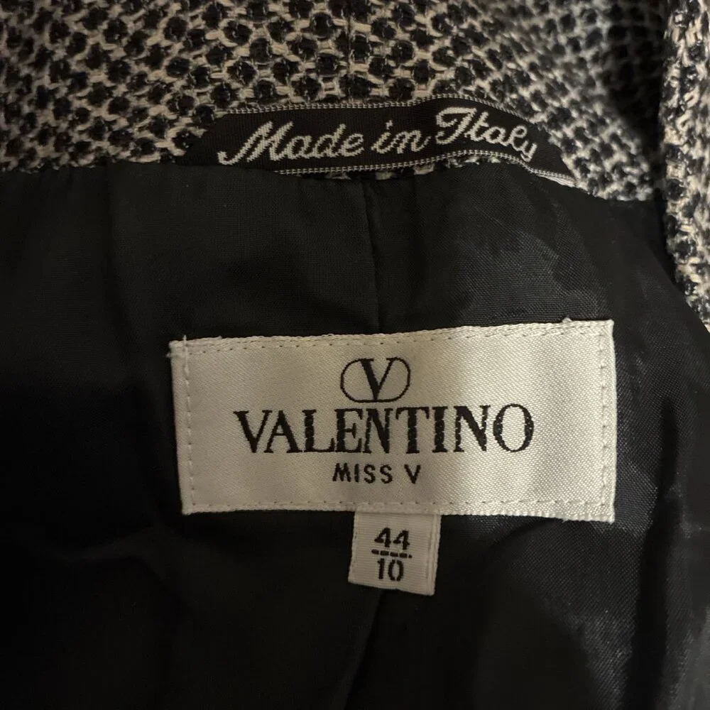Valentino Authentic Black White Linen Long Sleeve Blazer Jacket US 10 IT 44 M - Picture 5 of 9